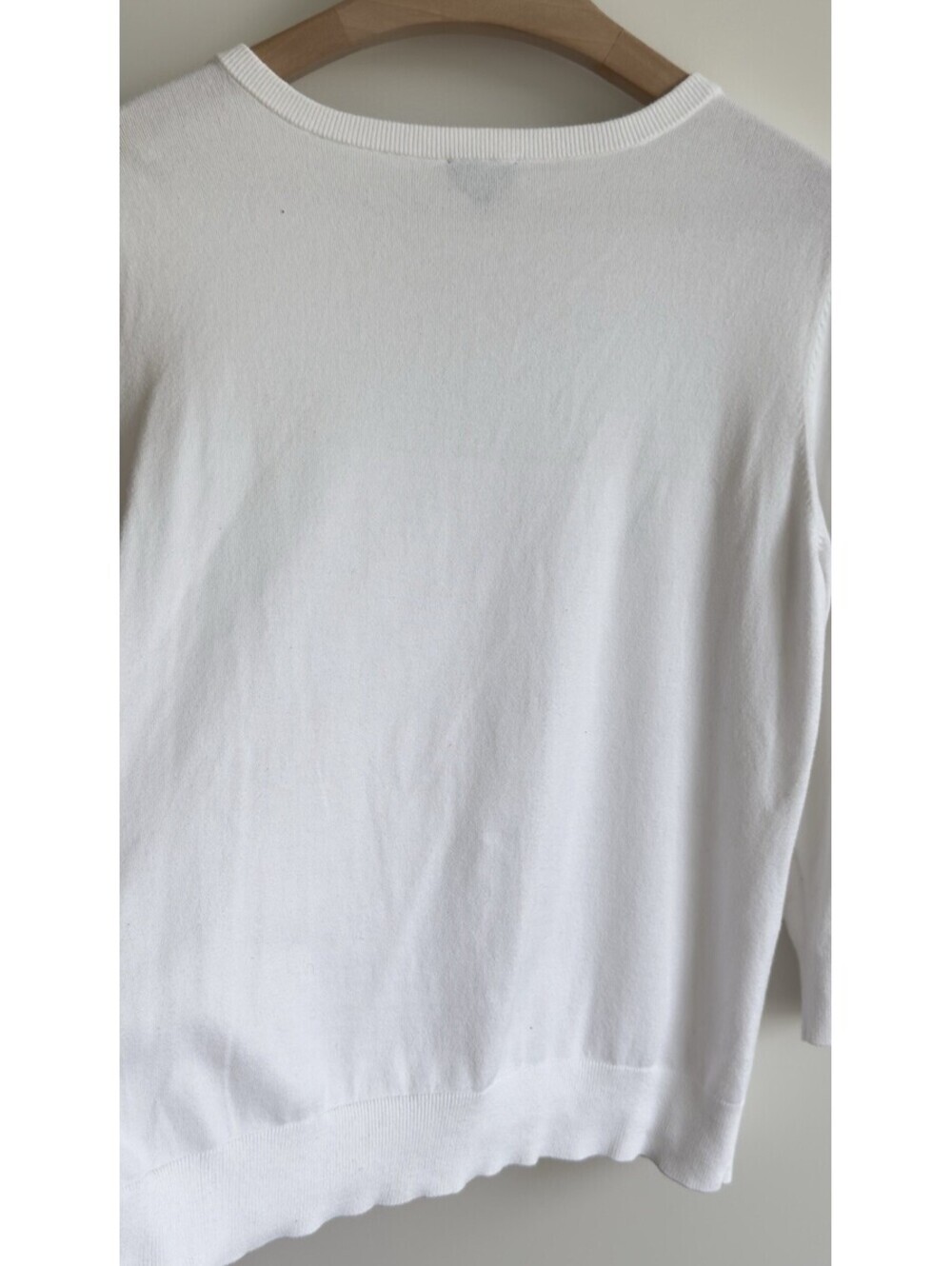 Talbots Established 1947 Pima Cotton White Cardigan Sweater XL Gold Button - Picture 7 of 8